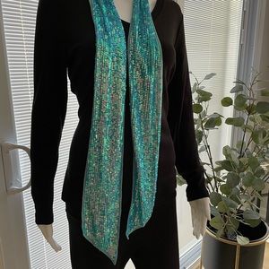 Valerie Stevens Turquoise Sequin Scarf (A-2)